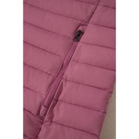 Burgundy Solid Color Quilted Zip-up Puffer Jacket - 2XL thumbnail