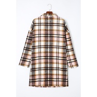 Pink Plaid Button Up Lapel Jacket - M thumbnail