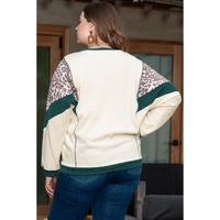 Leopard Colorblock Patchwork Dolman Sleeve Plus Size Top - 1X thumbnail