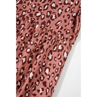 Leopard Print Long Sleeve Ruffled Babydoll Plus Size Blouse - 1X thumbnail
