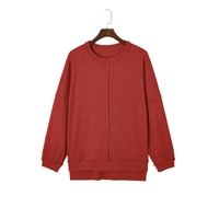 Gold Flame Exposed Seam Detail Waffle Knit Plus Size Top - 1X thumbnail