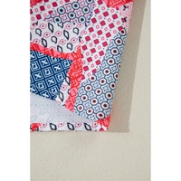 Apricot Plus Size Printed Patchwork Textured Buttoned Blouse - 1X thumbnail