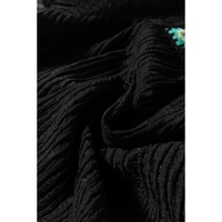Black Floral Crochet Square Neck Ruffled Short Sleeve Flowy Plus Size Top - 1X thumbnail