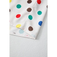Apricot Plus Size Colorful Polka Dots Tie Neck Puff Sleeve Blouse - 1X thumbnail