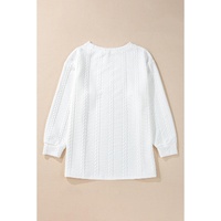 White Cable Textured Loose Plus Size Sweatshirt - 2X thumbnail