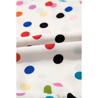 Beige Colorful Polka Dot Print Short Sleeve Ruffled Plus Size Babydoll Blouse - 1X thumbnail