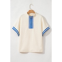 White Varsity Half Zip Textured Plus Size Top - 1X thumbnail