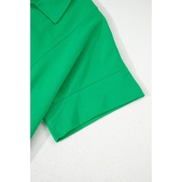 Bright Green Short Sleeve Turn-Down Collar Plus Size Blouse - 2X thumbnail
