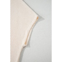 Beige Waffle Exposed Seam Detail Plus Size Short Sleeve Top - 1X thumbnail