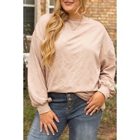 Parchment Plus Size Textured Drop Shoulder Crew Neck Sweatshirt - 1X thumbnail