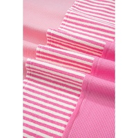 Pink Stripe Patchwork Colorblock Plus Size T Shirt - 1X thumbnail