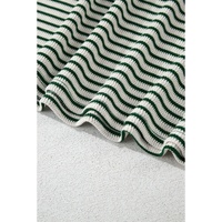 Green Stripe Trimmed Round Neck Plus Size Boxy Fit T-shirt - 1X thumbnail