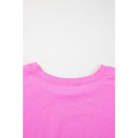 Bright Pink Checker MAMA Letter Printed Graphic Plus Size T Shirt - 1X thumbnail