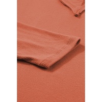 Gold Flame Plus Size Exposed Seam V Neck Long Sleeve Top - 2X thumbnail