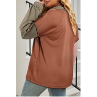 Gold Flame Plus Size Colorblock Exposed Seam Quarter Zip Sweatshirt - 1X thumbnail