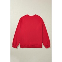 Racing Red Solid Crew Neck Drop Shoulder Plus Size Sweatshirt - 1X thumbnail