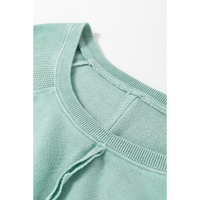 Mineral Blue Textured Patchwork Frilled Trim Plus Size Pullover Sweatshirt - 1X thumbnail