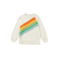white Rainbow Raglan Sleeve Crew Neck Plus Size Sweatshirt - 3X thumbnail