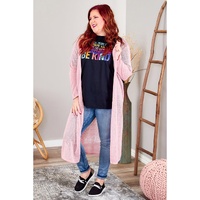 Azura Exchange Pink Sheer Knitted Long Side Slit Plus Size Cardigan - 2X thumbnail