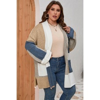 Multicolor Plus Size Colorblock Knit Cardigan - 3X thumbnail