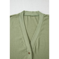 Green Plus Size Snap Buttons Front Knit Cardigan - 3X thumbnail