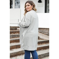 Thermal Knit Pocketed Plus Size Cardigan - 1X thumbnail