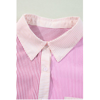Pink Stripe Print Colorblock Plus Size Shirt - 3X thumbnail