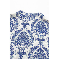 Sky Blue Tribal Pattern Print Notch Neck Buttoned Plus Size Shirt - 3X thumbnail