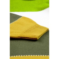 Green Plus Size Color Block Patchwork Sweater - 1X thumbnail