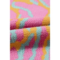 Bright Pink Plus Size Leopard Ribbed Trim Sweater - 2X thumbnail