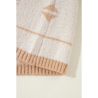 Apricot Plus Size Western Aztec Print Loose Sweater - 4X thumbnail