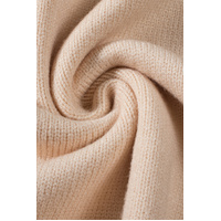 Oatmeal Plus Cable Knit Short Ruffled Sleeve Mock Neck Sweater - 1X thumbnail