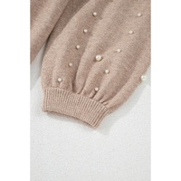 Smoke Gray Pearled Drop Shoulder Plus Size Sweater - 1X thumbnail