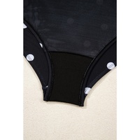 Black Polka Dot Trim V Neck Plus Size Swim Dress - 1X thumbnail