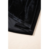 Black Velvet Flounce Sleeve Shirred Bodice Plus Babydoll Dress - 4X thumbnail