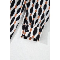 Apricot Geometric Print Collared V Neck Plus Size Mini Dress - 3X thumbnail