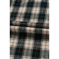 Black Plaid Waffle Knit Patchwork Collared V Neck Plus Size Mini Dress - 3X thumbnail