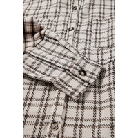 White Stripe Plus Size Plaid Buttoned Raw Hem Tunic Shirt Dress - 1X thumbnail