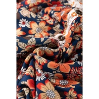 Beige Plus Size Floral Patchwork Button Front Collared Mini Dress - 1X thumbnail