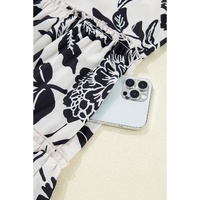 Black Floral Print Tiered Frilled Half Sleeve Plus Size Mini Dress - 3X thumbnail