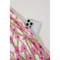 Pink Plus Size Ruffle Trim Square Neck High Waist Floral Maxi Dress - 1X thumbnail
