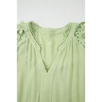 Laurel Green Floral Crochet Short Sleeve Notch V Neck Tiered Plus Size Mini Dress - 2X thumbnail