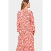 Red Plus Size Abstract Print Notch V Neck High Waist Maxi Dress - 1X thumbnail