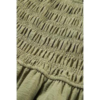 Grass Green Frilly Square Neck Flutter Sleeve Smocked High Waist Plus Size Dress - 3X thumbnail