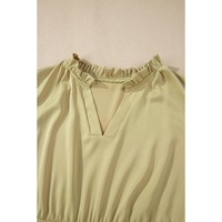 Laurel Green Notched V Neck Puff Sleeve Tiered Plus Size Maxi Dress - 1X thumbnail