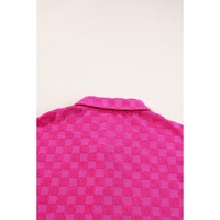 Peach Blossom Plus Size Checkered Terry Knit Short 2pcs Outfit - 2X thumbnail