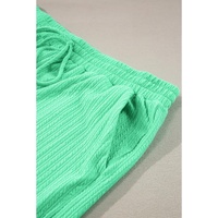 Mint Green Textured Batwing Sleeve Tee Wide Leg Pants Plus Size Set - 1X thumbnail