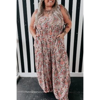 Multicolour Plus Size Paisley Print Sleeveless V Neck Jogger Jumpsuit - 4X thumbnail