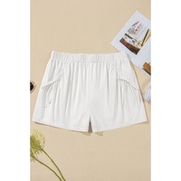 White Bow Decor Pockets Plus Size Shorts - 3X thumbnail