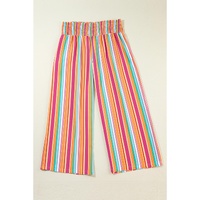 Orange Stripe Plus Size Boho Smocked Waist Loose Pants - 1X thumbnail